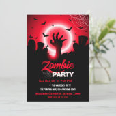 Zombie Graveyard Red Halloween Kaart (Staand voorkant)