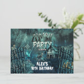 Zombie Graveyard Verjaardagsfeestje Uitnodigingen (Staand voorkant)