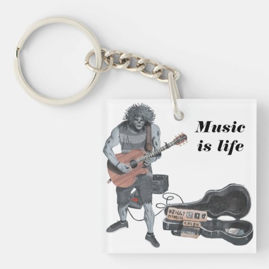 Zombie Guitar Musician Life Sleutelhanger (Voorkant)