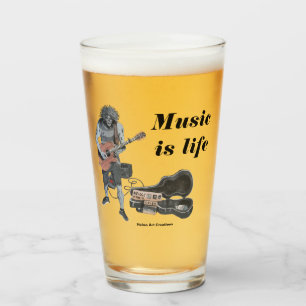 Zombie Guitar Rock Muzikant Fantasy Art Glass Cup Glas