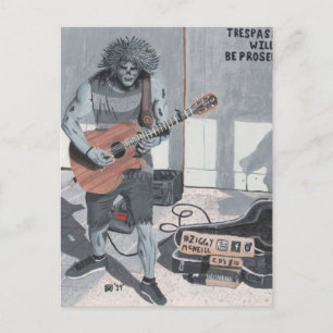 Zombie Guitar Street Musician Fantasy Art Briefkaa Briefkaart