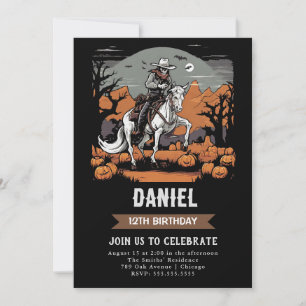 Zombie Halloween Cowboy Invitation d'anniversaire