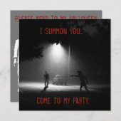 ZOMBIE HALLOWEEN INVITATIE DOOR KAART (Voorkant / Achterkant)