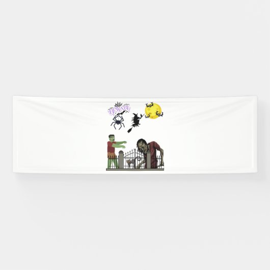 Zombie Halloween Land 2.5x8 Vinyl Banner (Horizontaal)