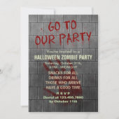 Zombie Halloween Party Undead Apocalypse Bloody Kaart (Voorkant)