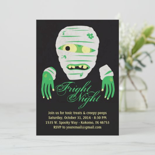 Zombie Halloween Uitnodiging (Staand voorkant)