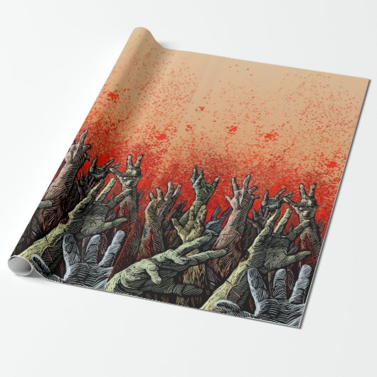 Zombie Hands Wrapping Paper Cadeaupapier (Uitgerold)