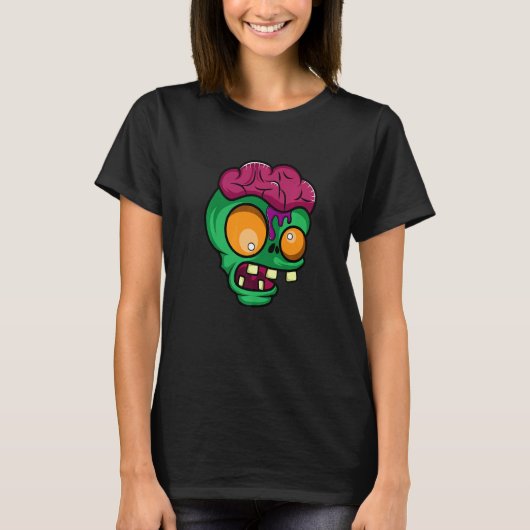 Zombie hoofd geobsedeerd door zombies t-shirt (Voorkant)