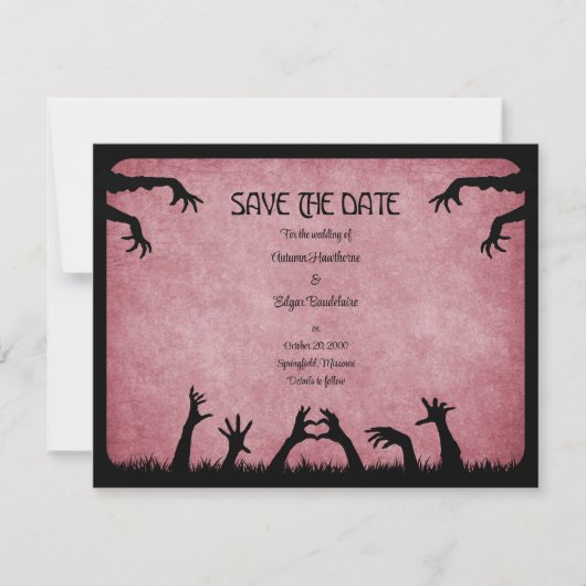 Zombie Horror Halloween bruiloft Save The Date (Voorkant)