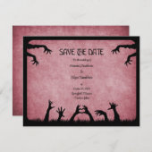 Zombie Horror Halloween bruiloft Save The Date (Voorkant / Achterkant)