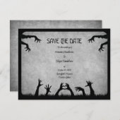 Zombie Horror Halloween bruiloft Save The Date (Voorkant / Achterkant)