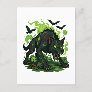 Zombie Hound van de Baskervilles - Cartoon Horror Feestdagenkaart