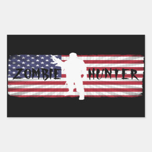 ZOMBIE HUNTER AMERICAN FLAG RECHTHOEKIGE STICKER