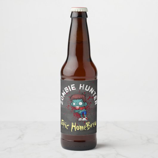 Zombie Hunter Epic HomeBrew Creepy Cool Bier Etiket (Voorkant)
