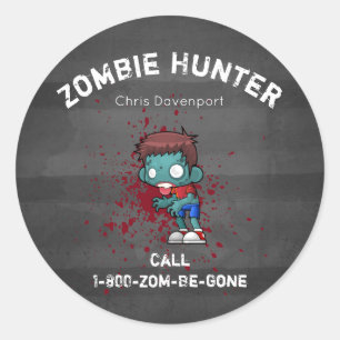 Zombie Hunter met bloedplaatje crème Ronde Sticker