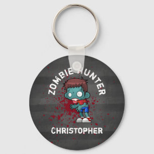 Zombie Hunter met bloedplaatje crème Sleutelhanger