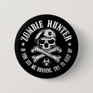 zombie hunter ondood levend dood ronde button 5,7 cm