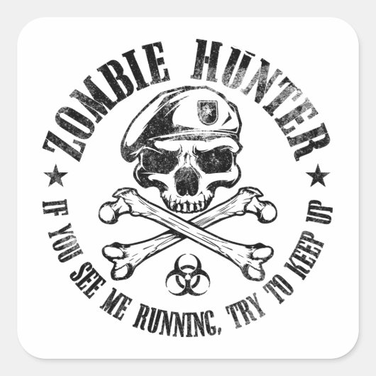zombie hunter ondood levend dood vierkante sticker (Voorkant)