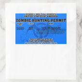 Zombie Hunting Permit (blauw) Rechthoekige Sticker (Tas)