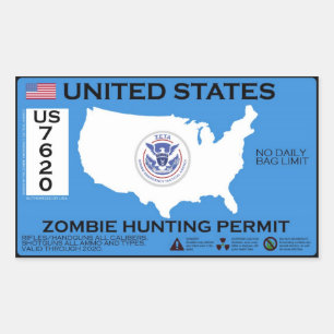 Zombie Hunting Permit - ZETA Rechthoekige Sticker