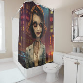 Zombie in de stad douchegordijn (In situ)