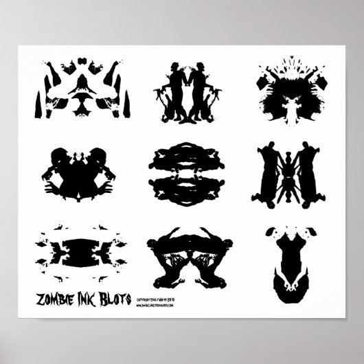 Zombie Ink Blot Rorschach dark psychology Art Poster (Voorkant)