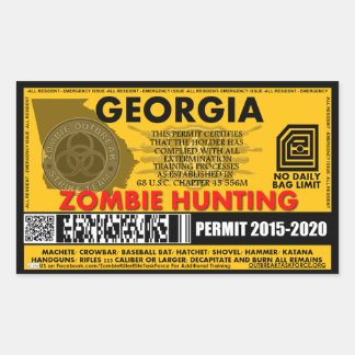 Zombie Jacht Vergunning Georgië Rechthoekige Sticker