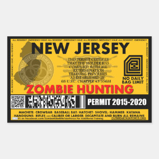 Zombie Jacht Vergunning New Jersey Rechthoekige Sticker