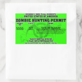Zombie jachtvergunning (Heldergroen) Rechthoekige Sticker (Tas)