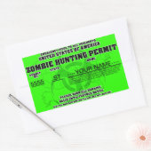 Zombie jachtvergunning (Heldergroen) Rechthoekige Sticker (Envelop)