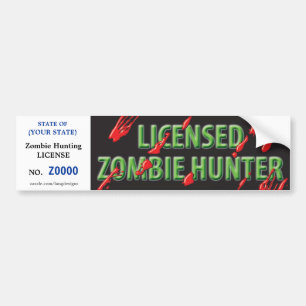 ZOMBIE-jachtvergunning met bloedspatters Bumpersticker
