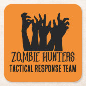 Zombie jagers tactische reactie team vierkante kartonnen onderzetter (Voorkant)