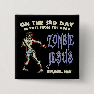 Zombie Jesus Vierkante Button 5,1 Cm