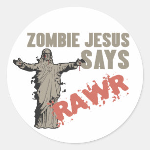 Zombie Jesus zegt RAWR Ronde Sticker