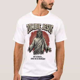Zombie Jezus Vintage Gravure Grappig Shirt Ontwerp