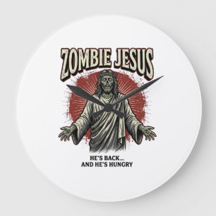 Zombie Jezus Vintage Gravure Grappig Shirt Ontwerp Grote Klok