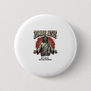 Zombie Jezus Vintage Gravure Grappig Shirt Ontwerp Ronde Button 5,7 Cm