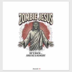 Zombie Jezus Vintage Gravure Grappig Shirt Ontwerp Sticker