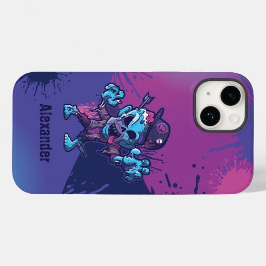 Zombie Karakter Cartoon Splats iPhone case (Achterkant (horizontaal))
