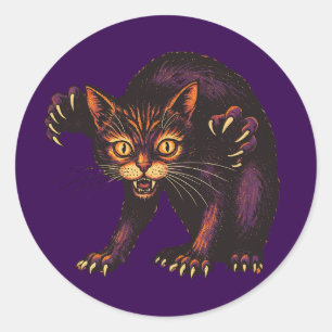 Zombie Kat Grappige Enge Schattige Ondode Kat Ronde Sticker