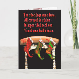 zombie kerst - kousen feestdagen kaart