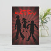 Zombie Kids Birthday Party Invitation Kaart (Staand voorkant)
