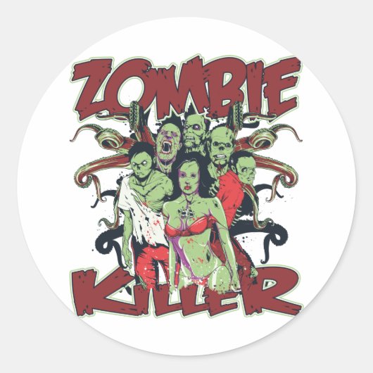 Zombie Killer Ronde Sticker (Voorkant)