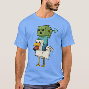 Zombie Kip Zombie Jockey Pixel Grappige Gamer T-shirt
