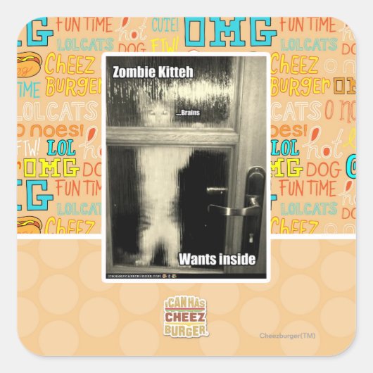 Zombie Kitteh Vierkante Sticker (Voorkant)