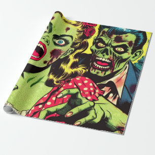 Zombie Koppel Retro Strips Cadeaupapier