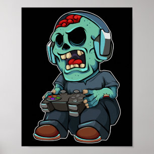 Zombie Lazy Halloween Kostuum Grappig Gaming Video Poster