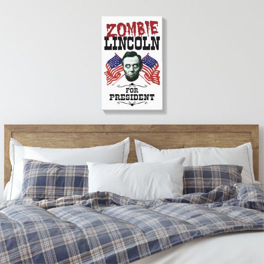 Zombie Lincoln voor President - Funny Election Canvas Afdruk (Insitu (Slaapkamer))