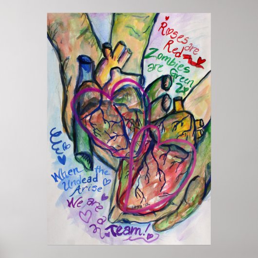 Zombie Love Poem Art Peinture Imprimantes Poster (Devant)