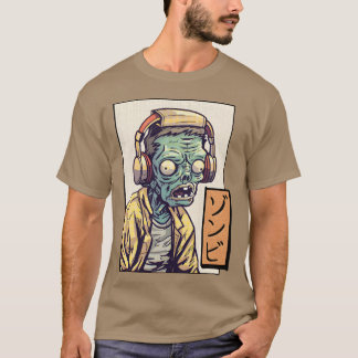 Zombie luistert naar muziek vintage t-shirt